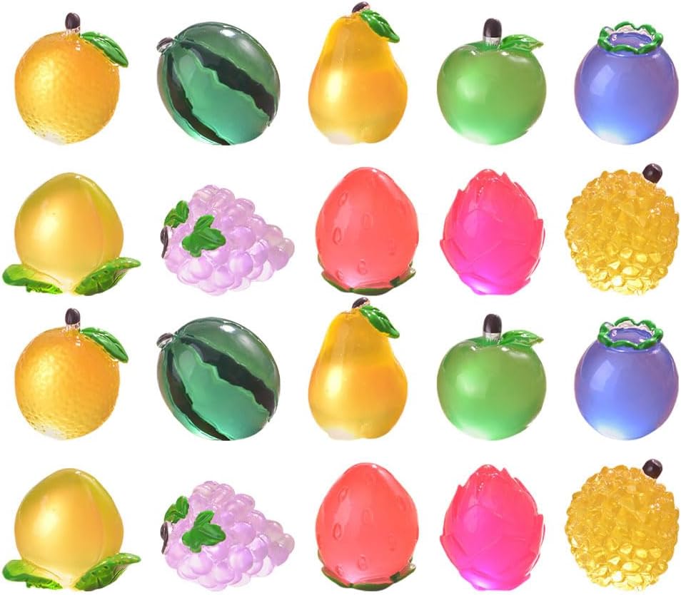 SUPVOX 20Pcs Luminous Mini Fruit Figurines for DIY Crafts