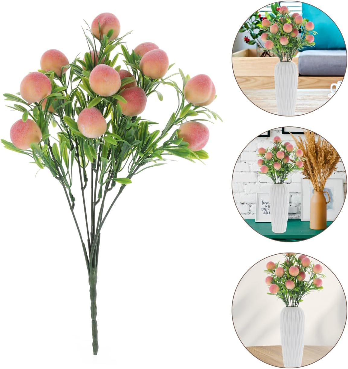 PRETYZOOM Artificial Peach Branches for Home Decoration Reusable 2pcs