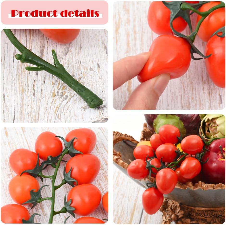 Fake Cherry Tomatoes Artificial Fruit Plastic Lifelike Kitchen Decoration