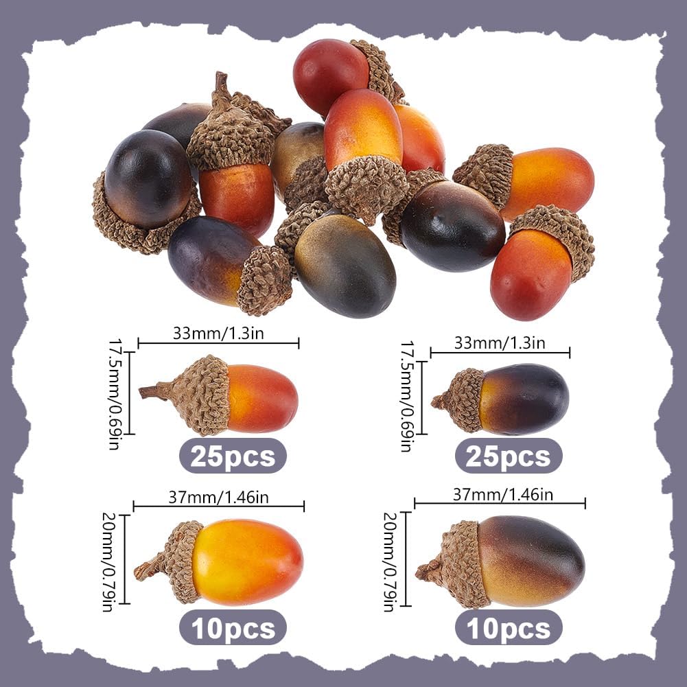 70pcs Artificial Acorns for Crafts and Decor