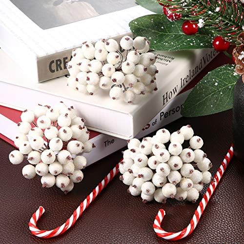 Tatuo 400 Piece Artificial Frosted Holly Berries Fall Decor