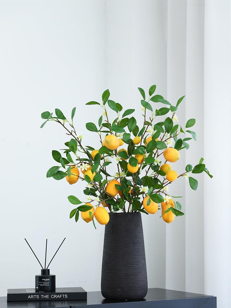 DULRLLY 4 Pcs Artificial Lemon Branches for Home Decor