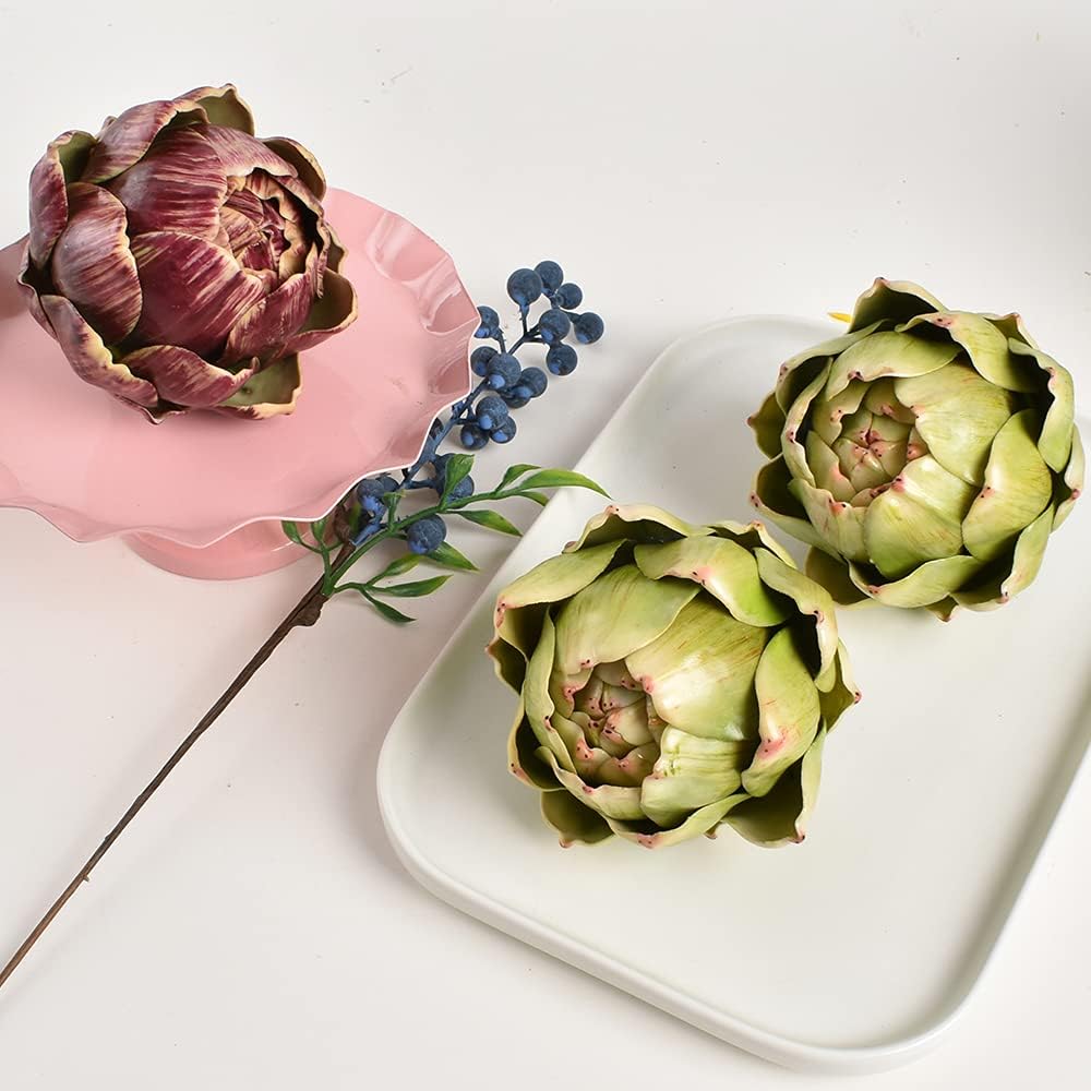 Artichoke Artificial Decor Set of 3 Green Red