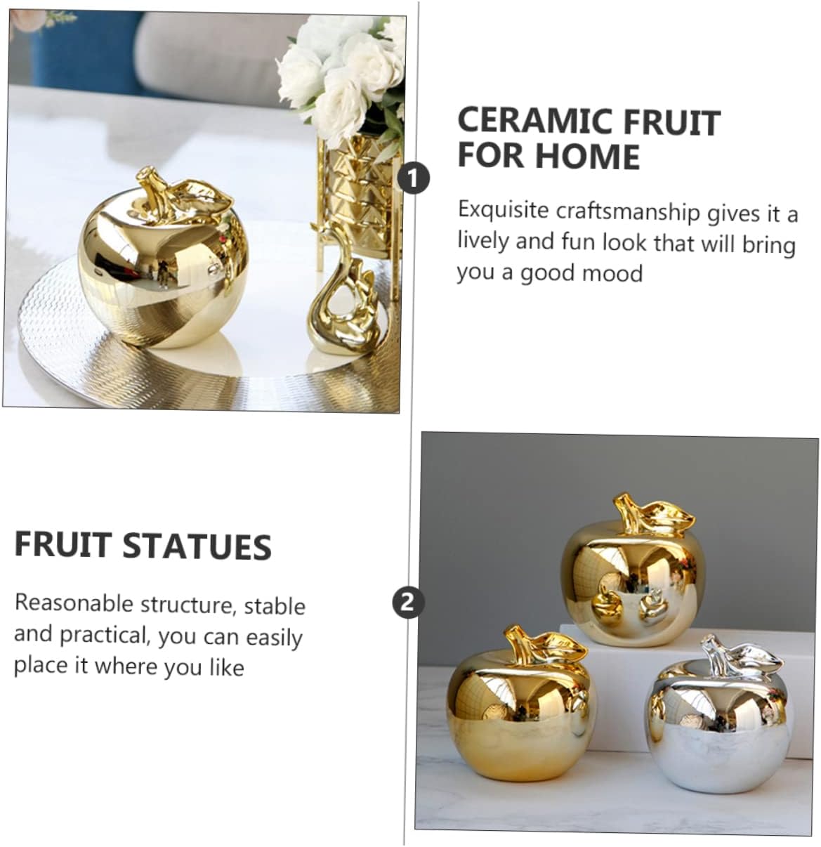 Ciieeo 1pc Resin Apple Ornament for Desktop Kitchen Decor
