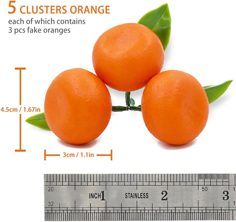 Mini 5 Clusters Artificial Oranges 15Pcs Decoration Props