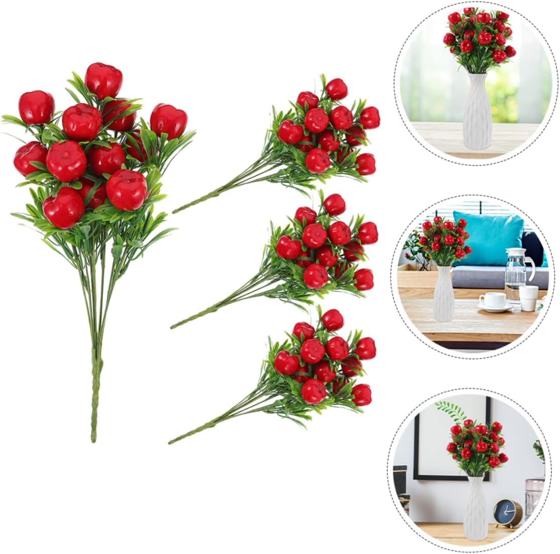 Unomor 4Pcs Artificial Fruit Branches for Home Decor