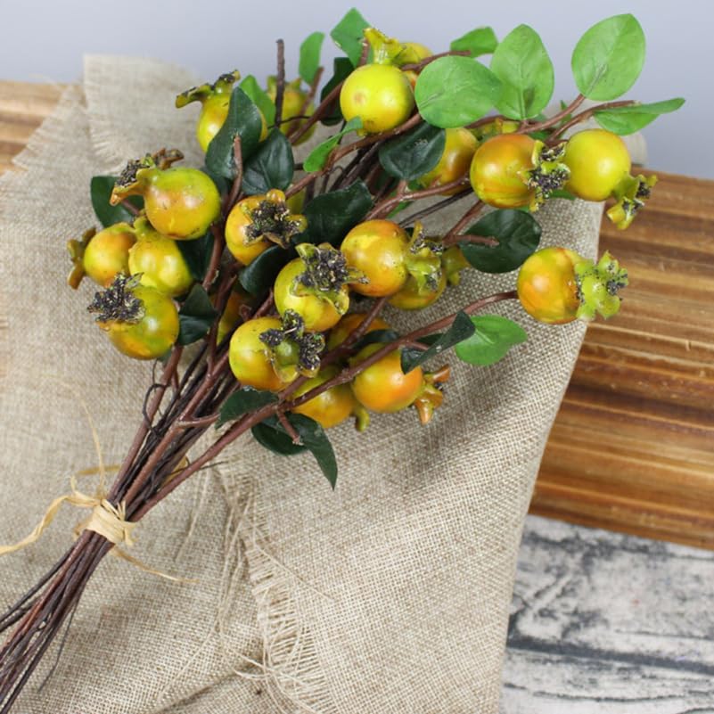 Group of 6 Artificial Pomegranate Branches for Vase Decor