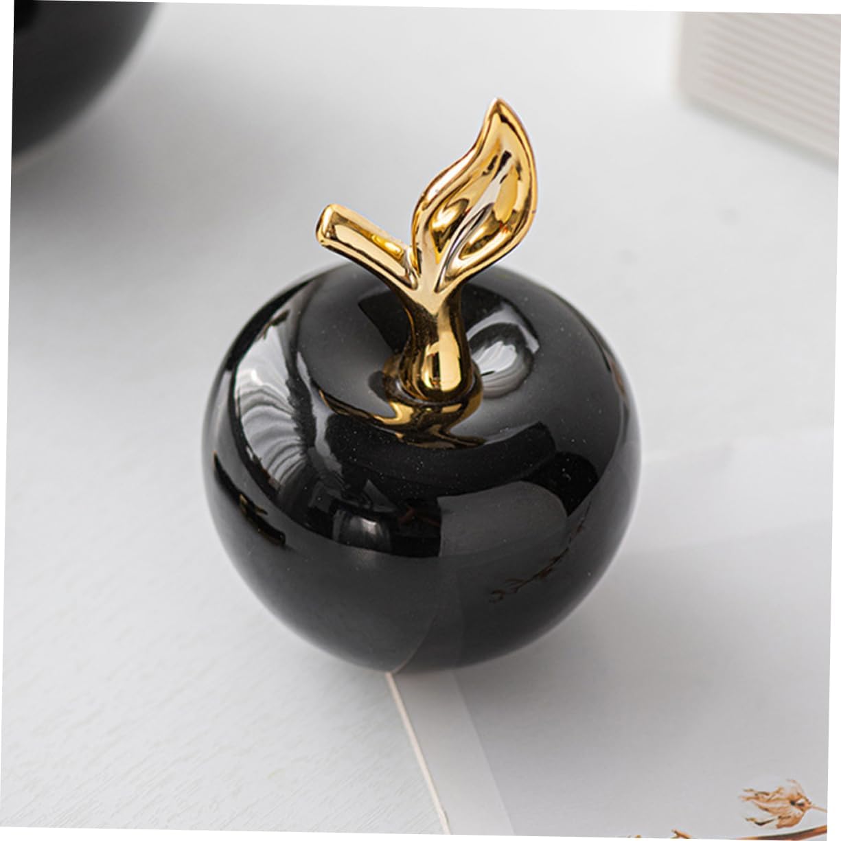 Lifelike Small Ceramic Apple Figurine for Home Office Decor