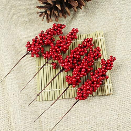 SUPVOX Red Fruit Artificial Berry Branches for Christmas Decorations