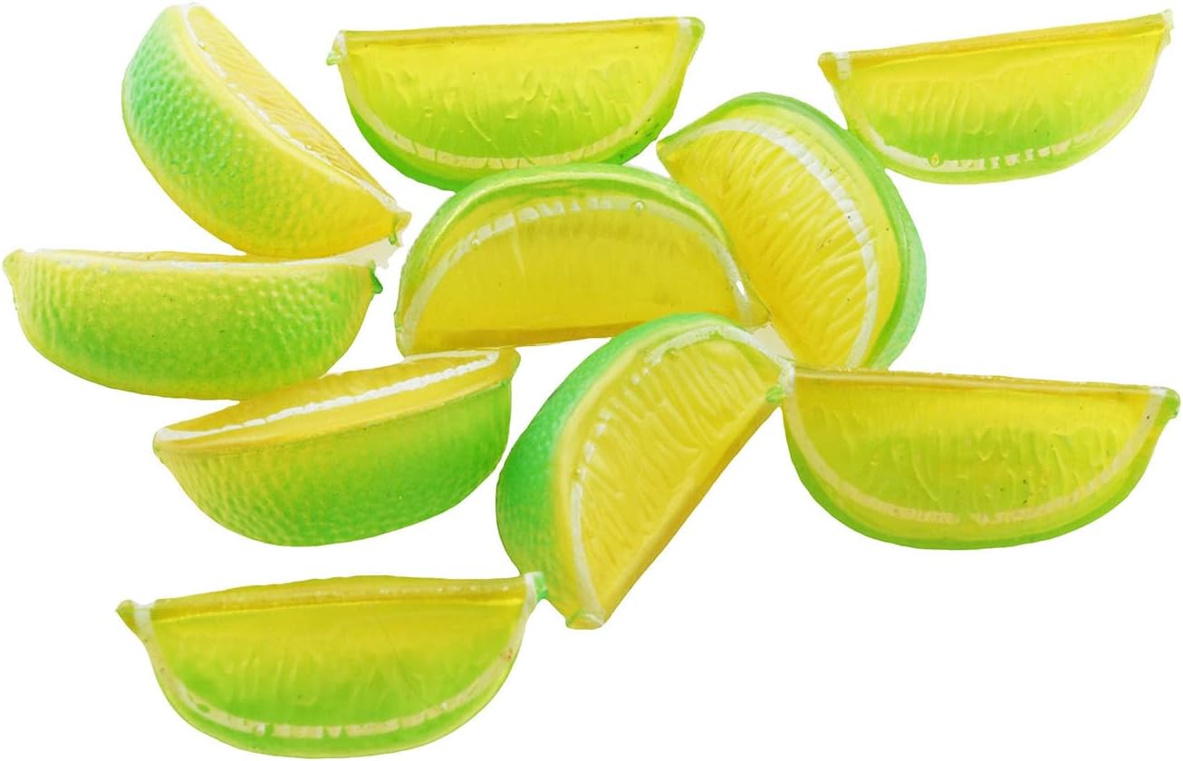 TAODAN 10PCS Artificial Green Lemon Chunks Display Props