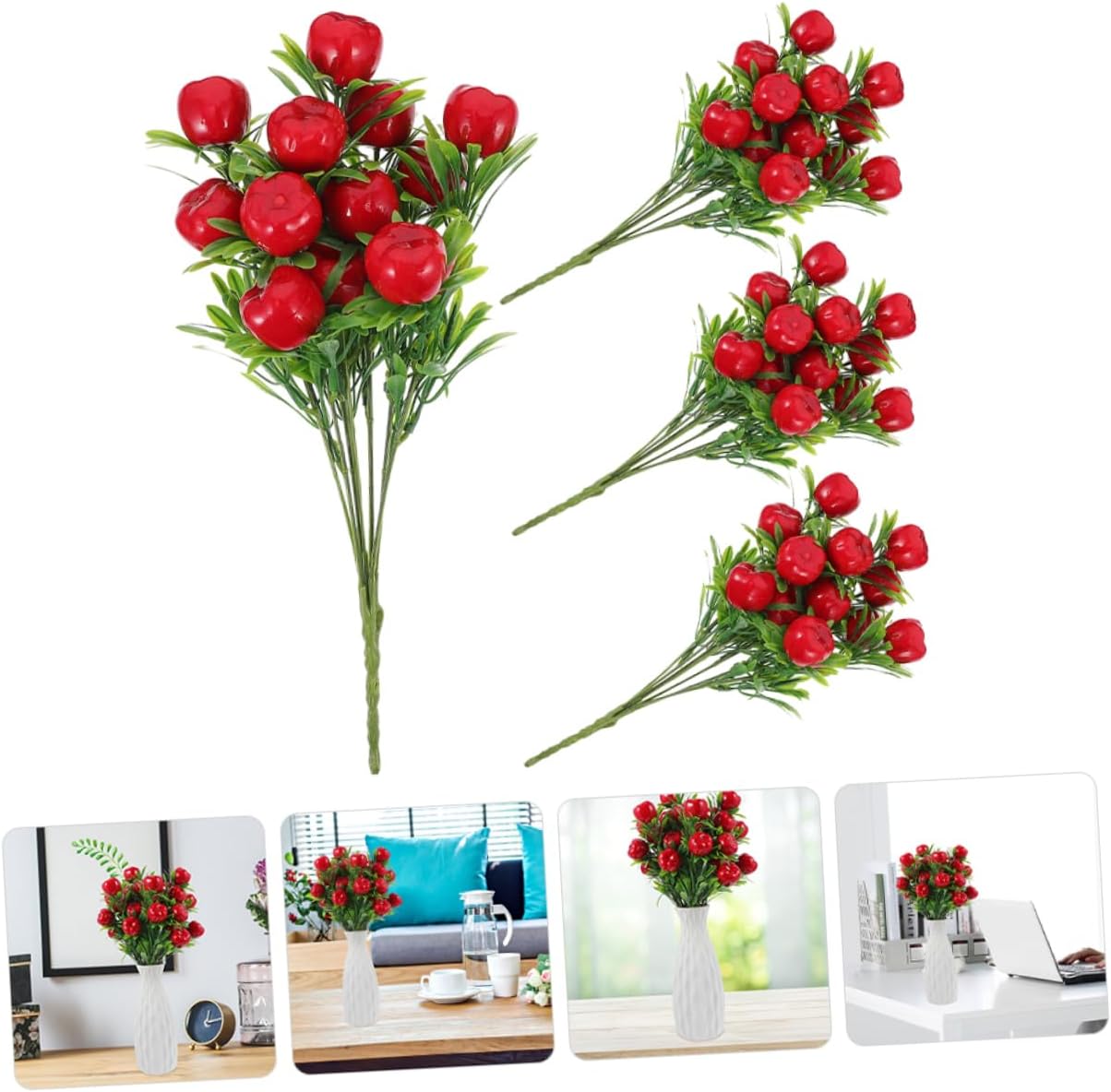 Wakauto 4Pcs Artificial Fruit Branches for Vase Decorations