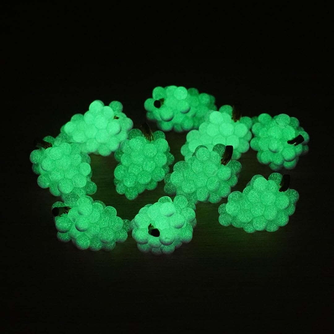 20 Pcs Glow In The Dark Mini Grapes Resin Decor