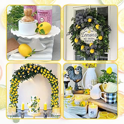 12 Piece Artificial Lemons with Leaves Home Decor
