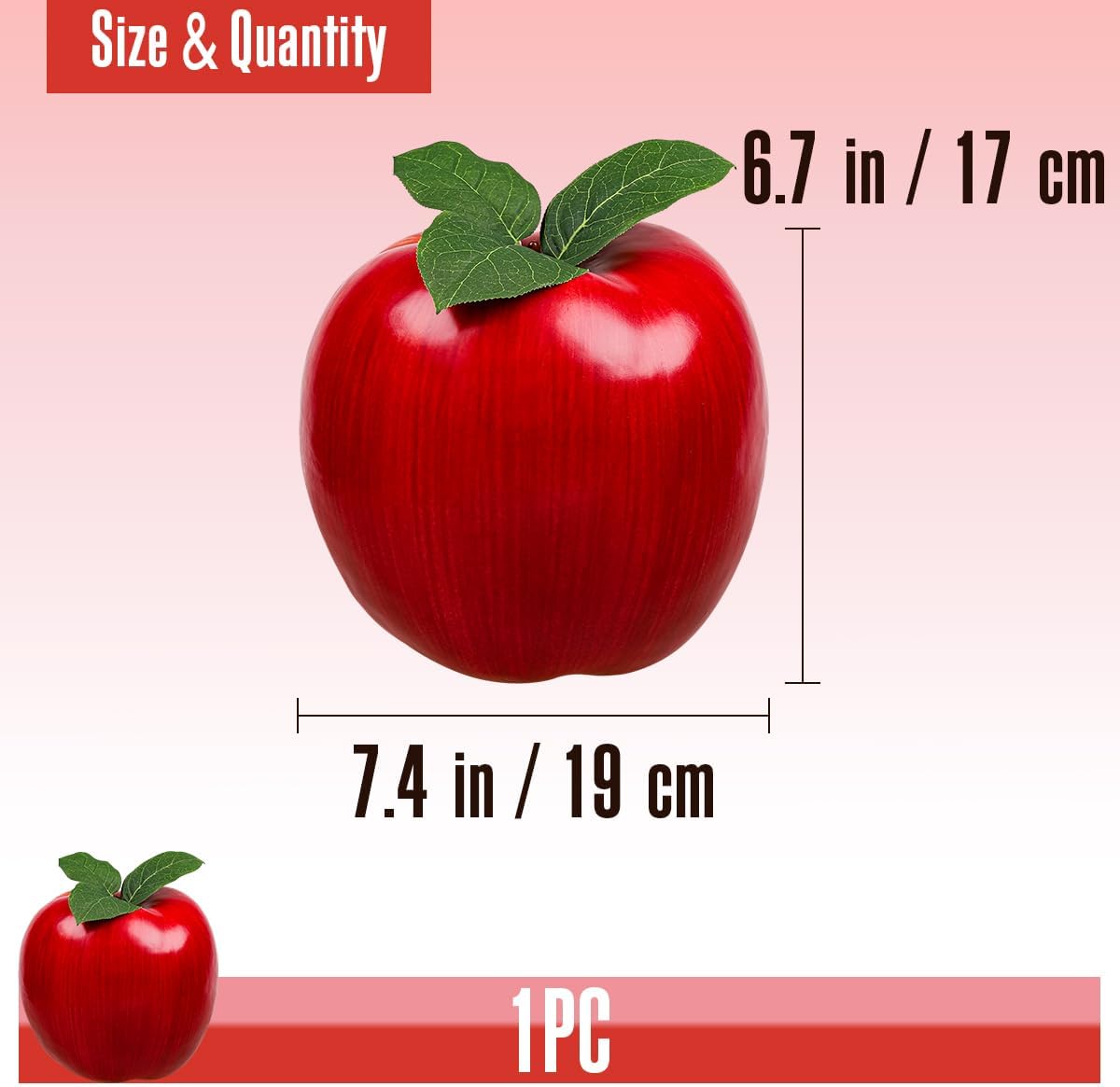 Folmywy Artificial Large Red Apple 74 Inch Decor