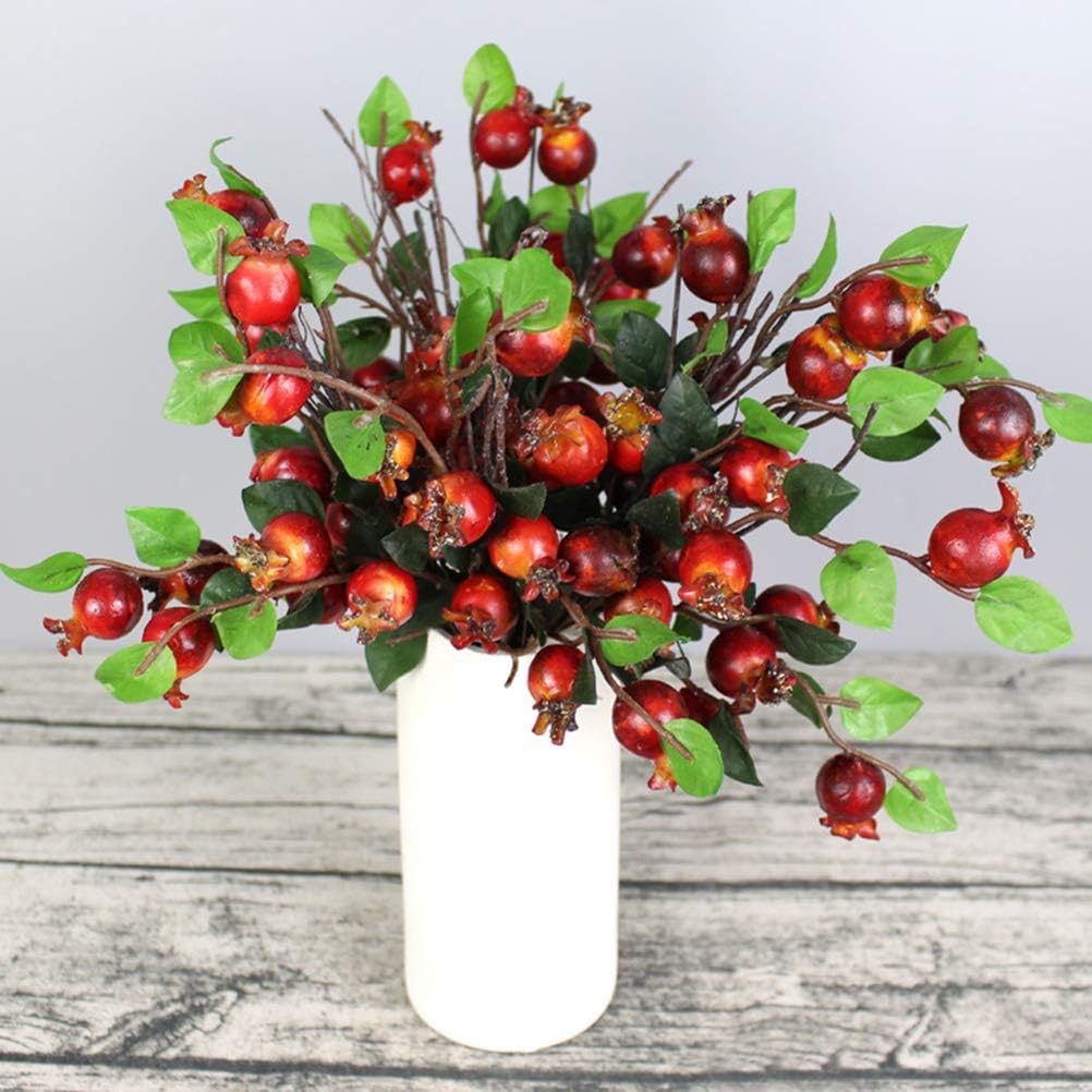 Group of 5 Artificial Rosehip Berries Pomegranate Branches