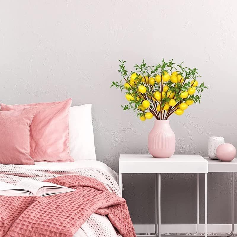 6Pcs Fake Fruit Lemons Branch 236 Inch Lifelike Artificial Lemon Decor for Home and Kitchen