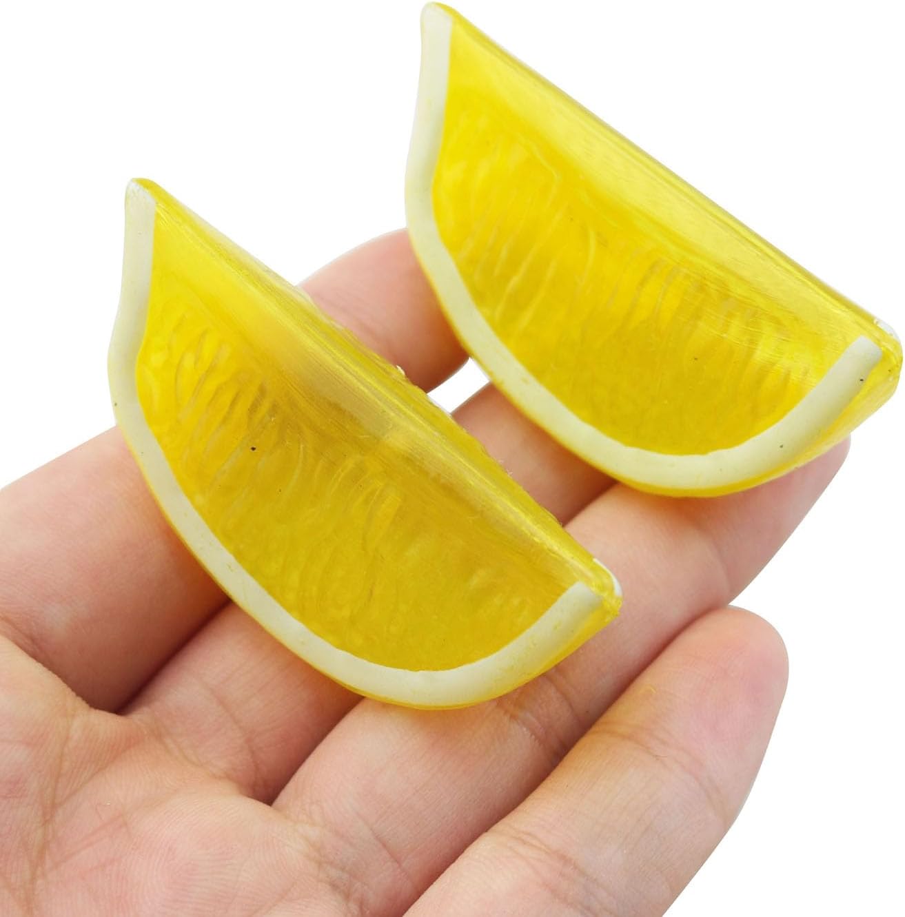 RLECS 10PCS Artificial Yellow Lemon Slices 3x15cm