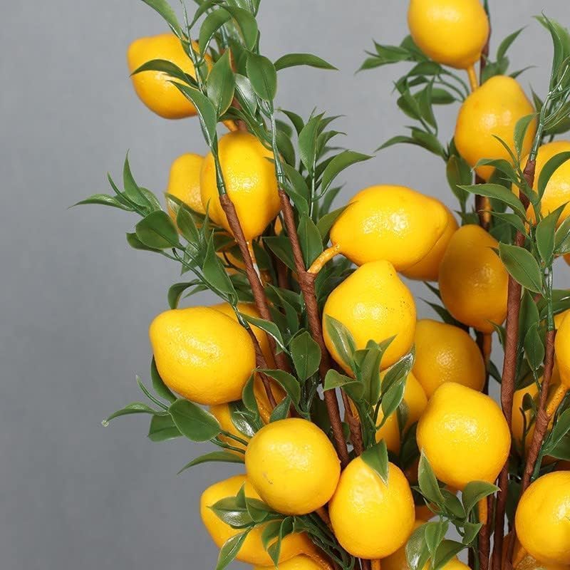 6Pcs Fake Fruit Lemons Branch 236 Inch Lifelike Artificial Lemon Decor for Home and Kitchen