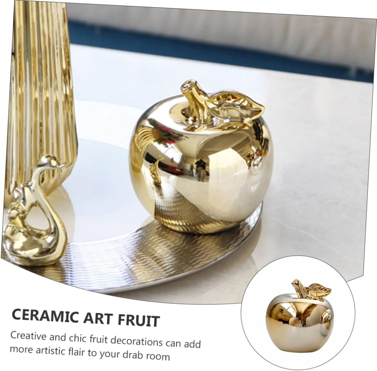 Ciieeo 1pc Resin Apple Ornament for Desktop Kitchen Decor