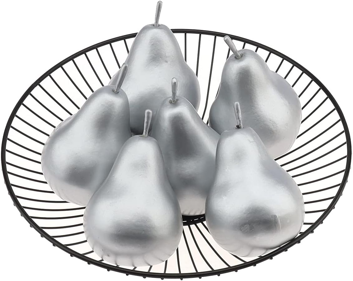 6 PCS Artificial Silver Lifelike Pear Decorations
