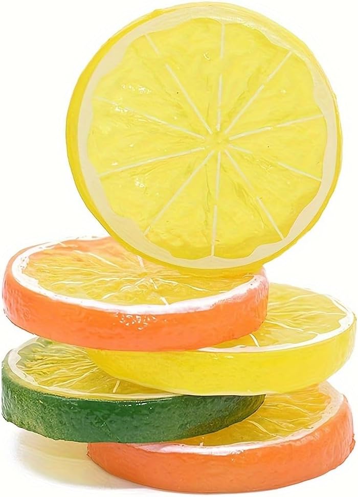 30pcs Artificial Lemon Slices Decor Yellow