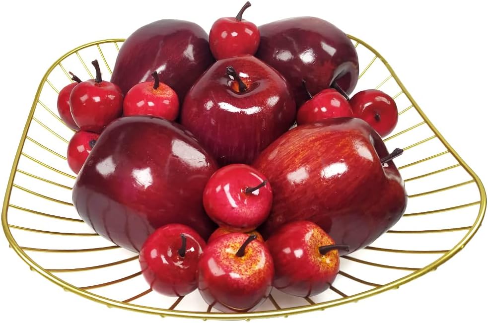 20 Pcs Artificial Red Delicious Apples for Home Decorations