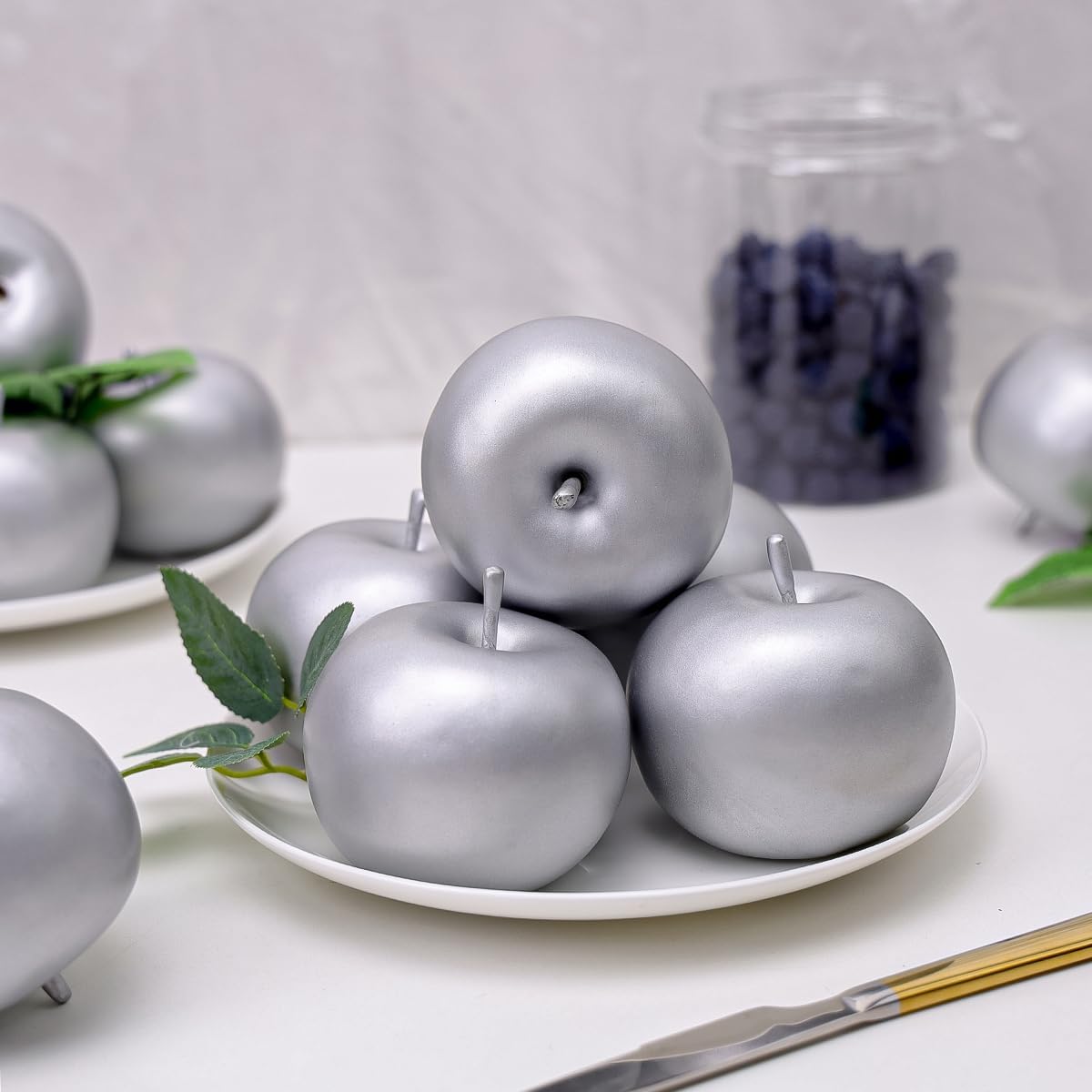 Gresorth 6 Piece Artificial Silver Apple Decor
