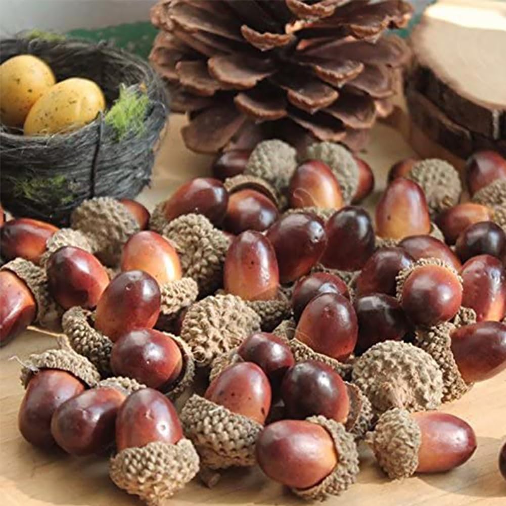 50 Piece Artificial Acorns for Fall Decor