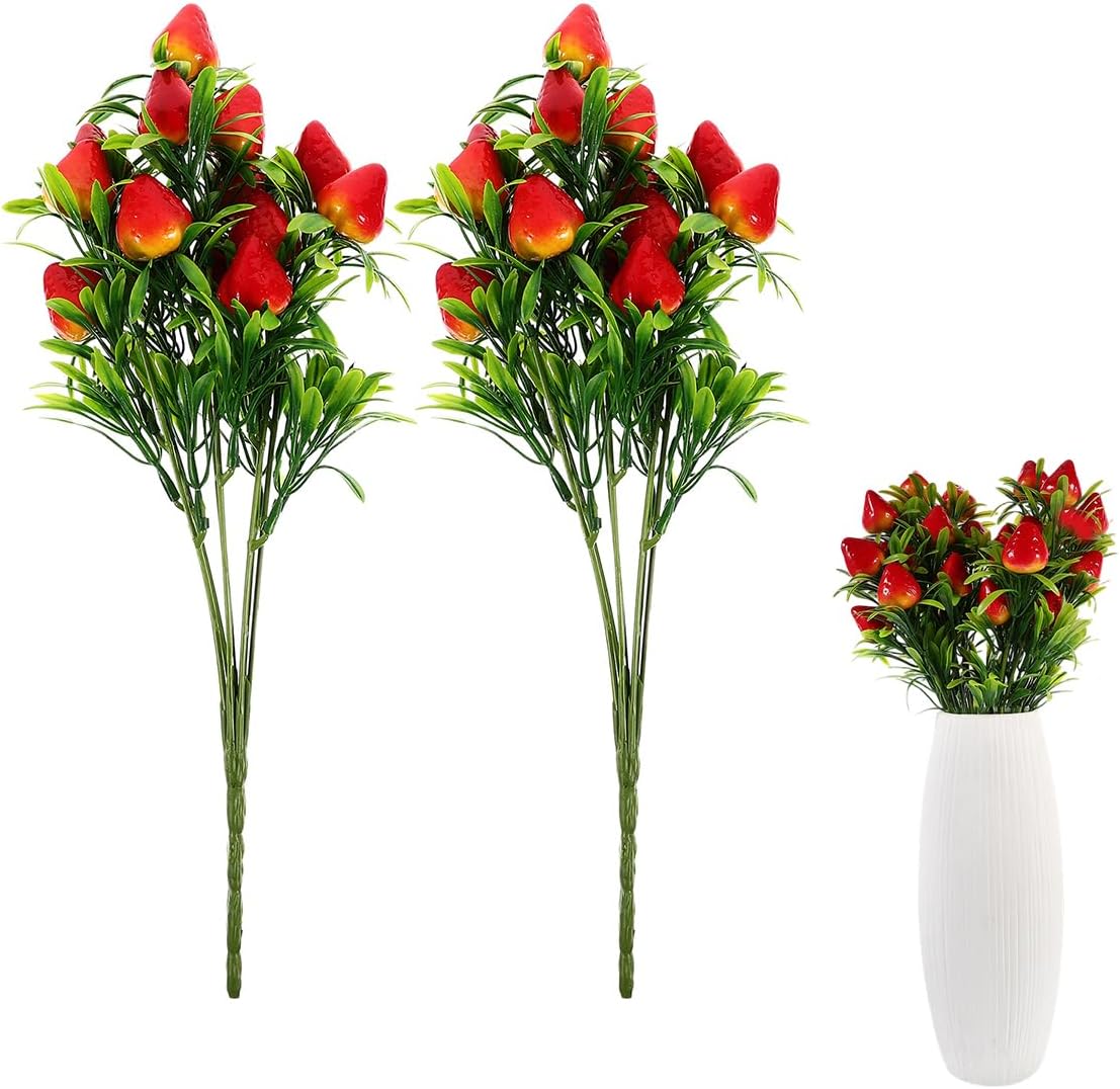 MAGICLULU 2pcs Artificial Strawberry Plants for Home Wedding Decor