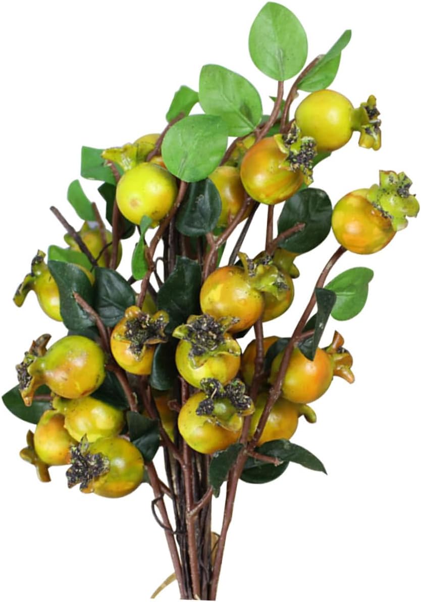 Group of 6 Artificial Pomegranate Branches for Vase Decor
