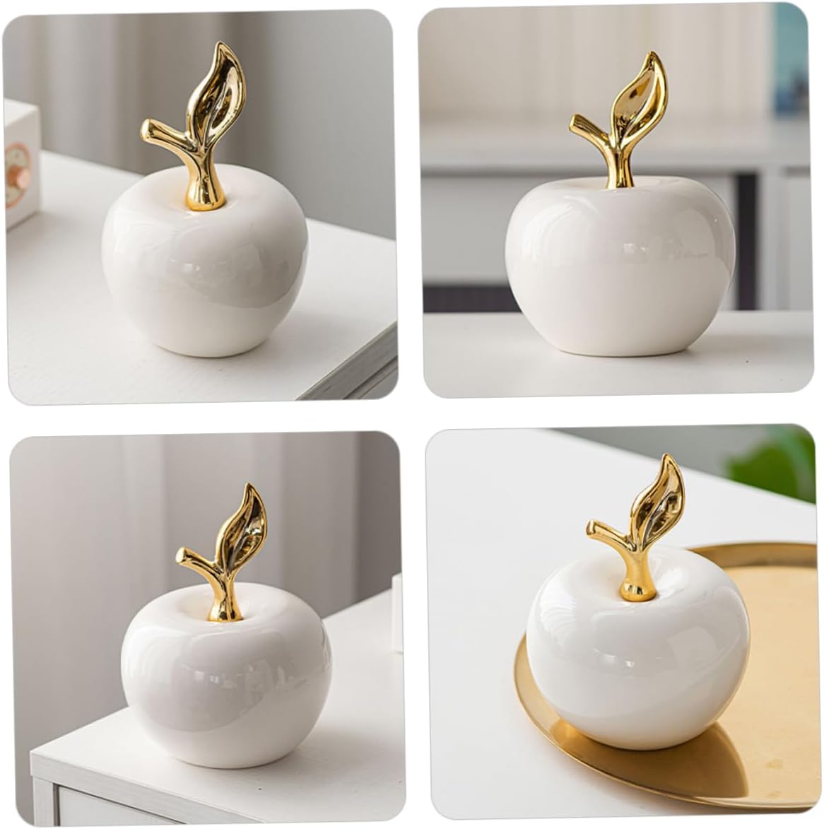 Ceramic Apple Christmas Decor Fruit Statue Ornament