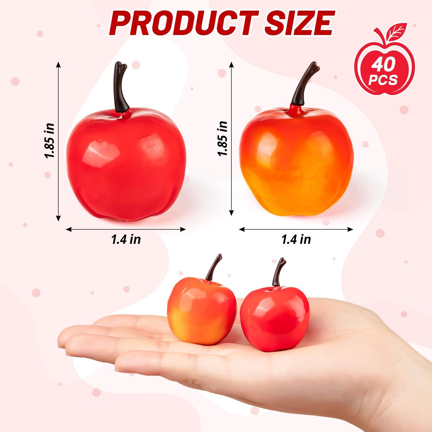 40pcs Fake Mini Red Apples for Decor and Crafts