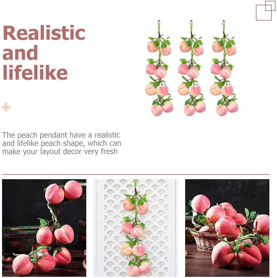 Operitacx 3pc Artificial Peach Clusters for Home Decor