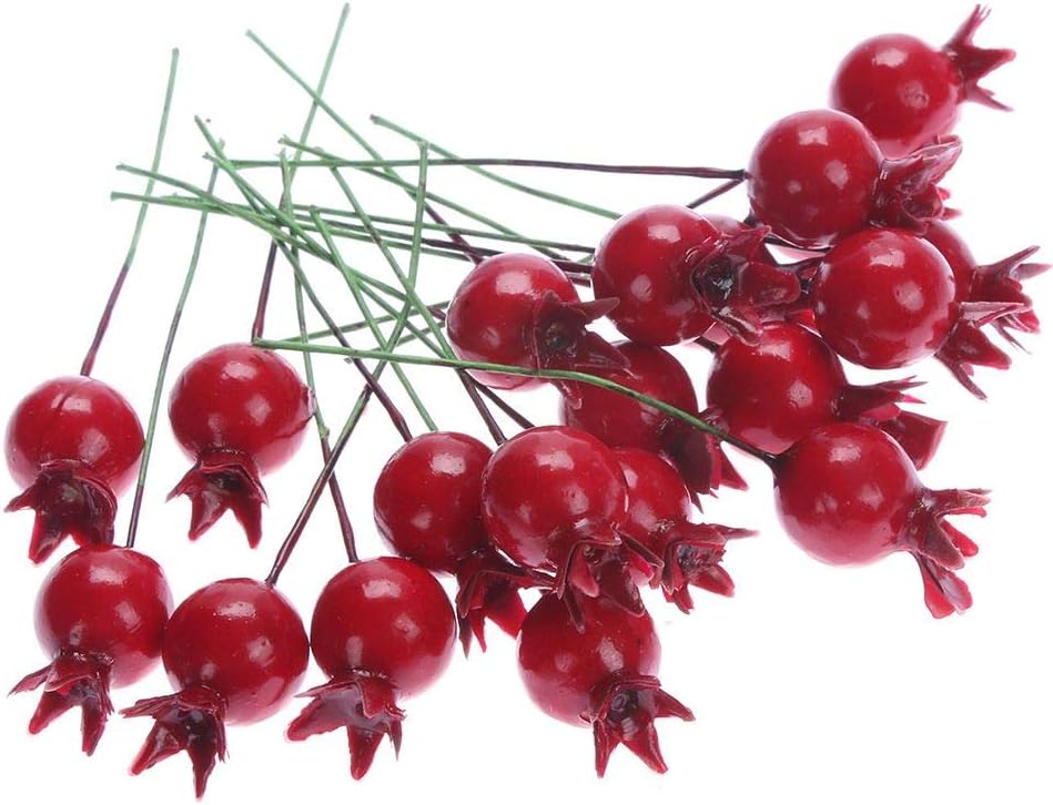 RAYNAG 100 Pieces Mini Artificial Pomegranate Decor Red
