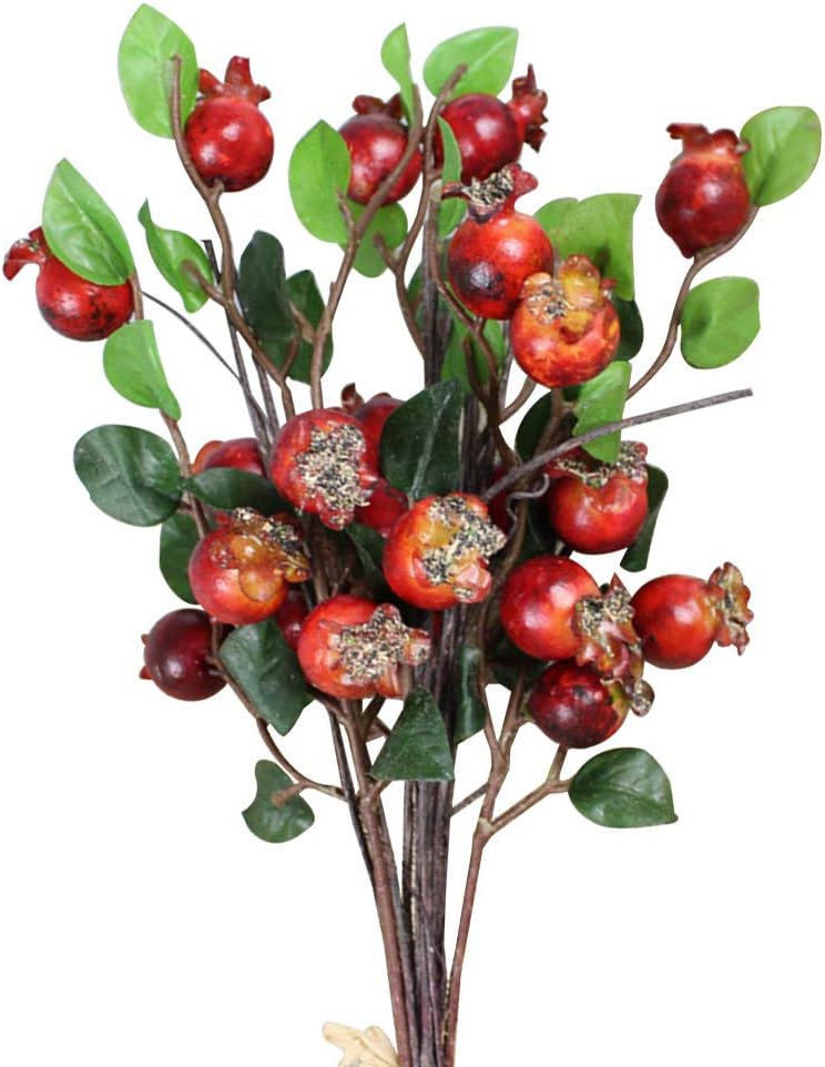 Group of 5 Artificial Rosehip Berries Pomegranate Branches