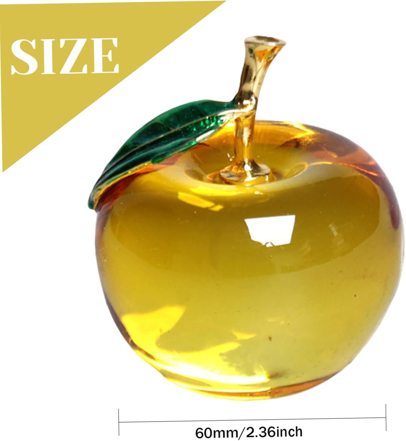 Yellow Artificial Glass Apple Crystal Fruit Ornament