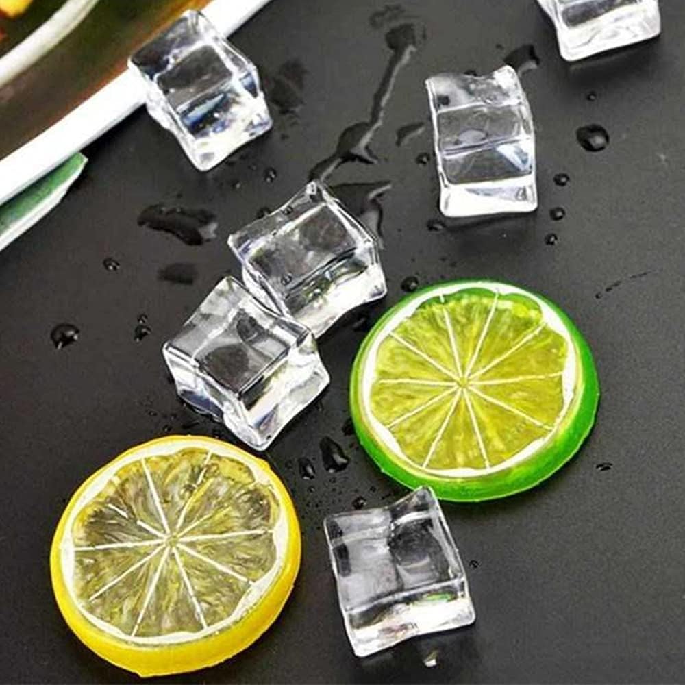 30 Piece Plastic Green Lemon Slices Decorative Artificial Fruit
