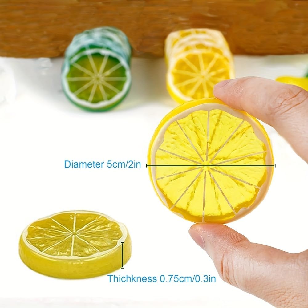 30pcs Artificial Lemon Slices Decor Yellow