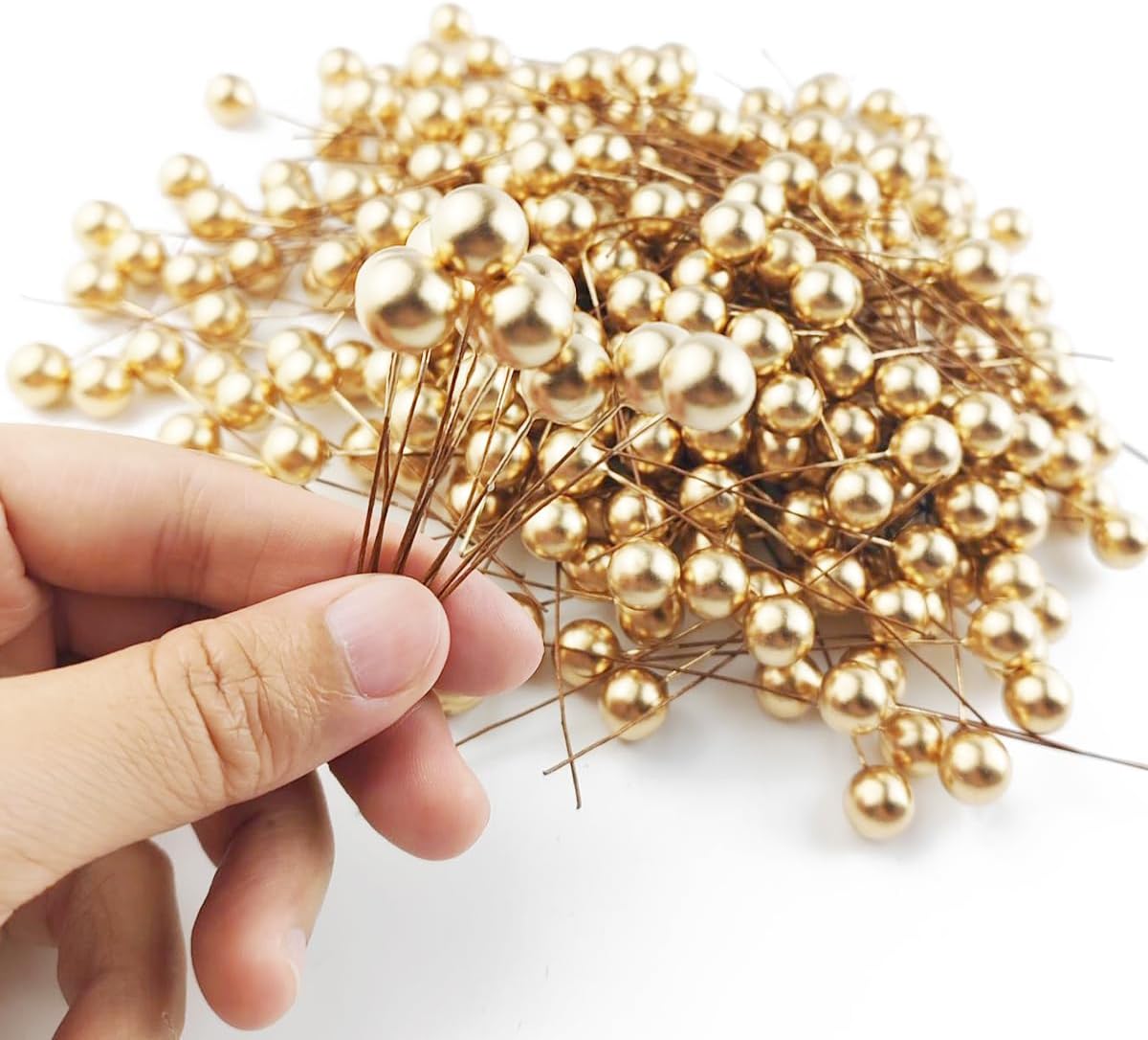 GXXMEI 300PCS Artificial Holly Berries Gold