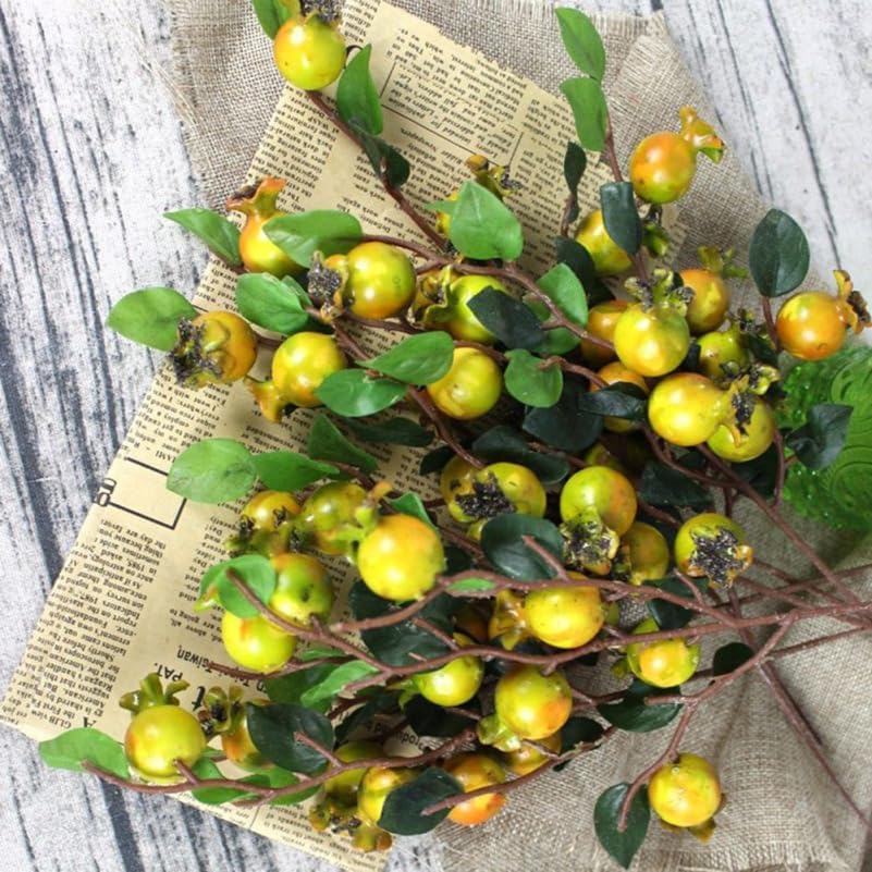 Group of 6 Artificial Pomegranate Branches for Vase Decor