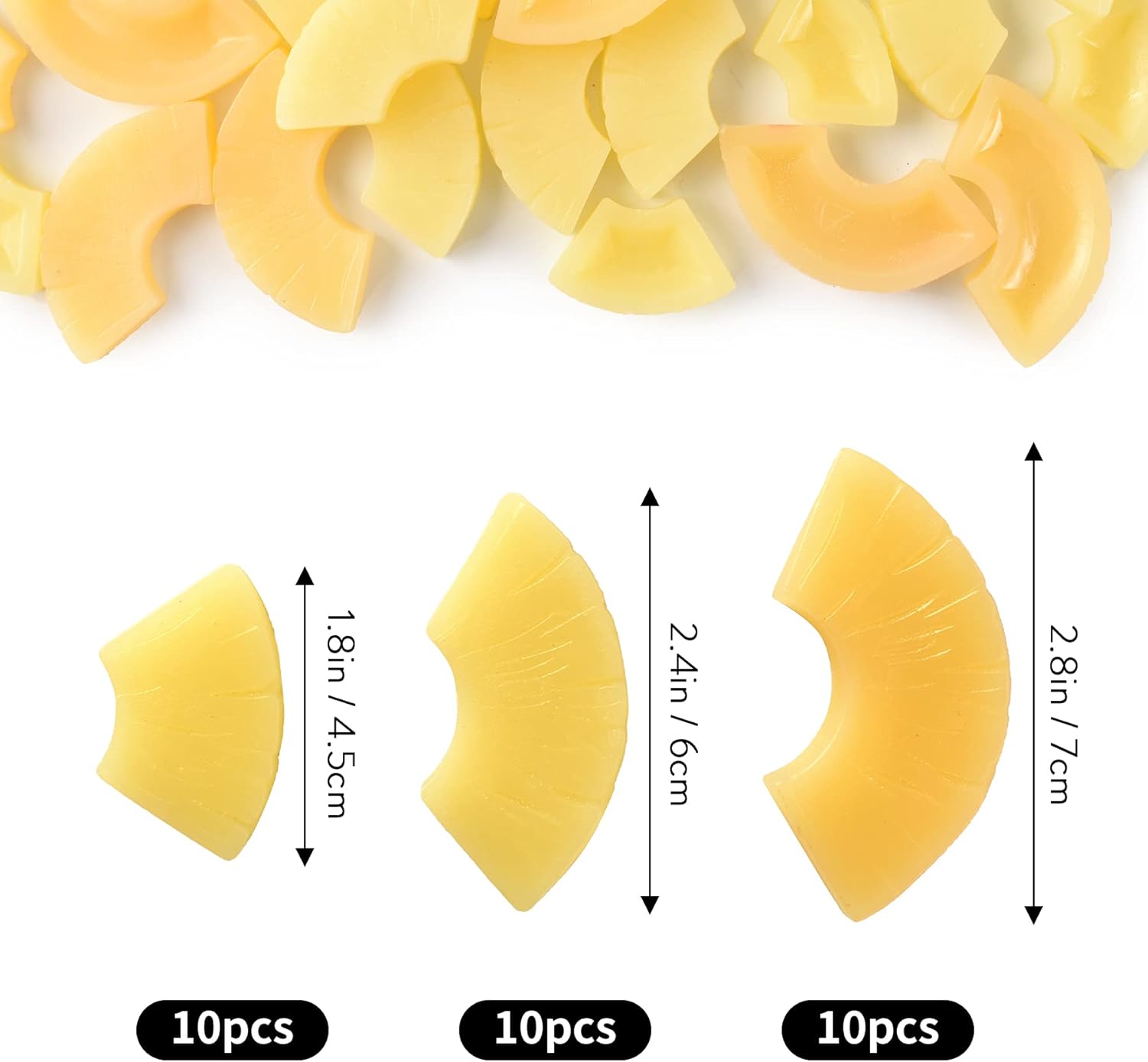Realistic Artificial Pineapple Slices Set 30pcs Yellow