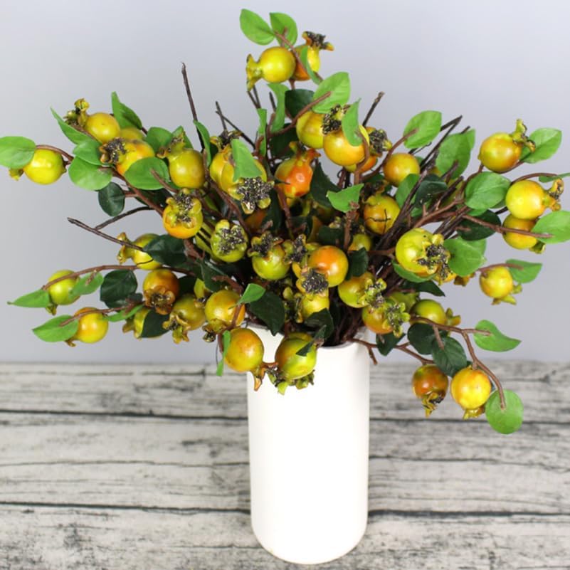 Group of 6 Artificial Pomegranate Branches for Vase Decor
