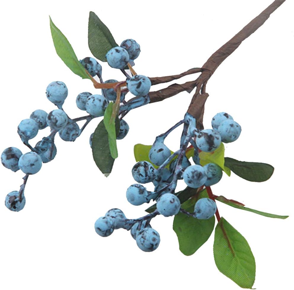 Artificial Blueberry Stems 6 Pack for Christmas Decor