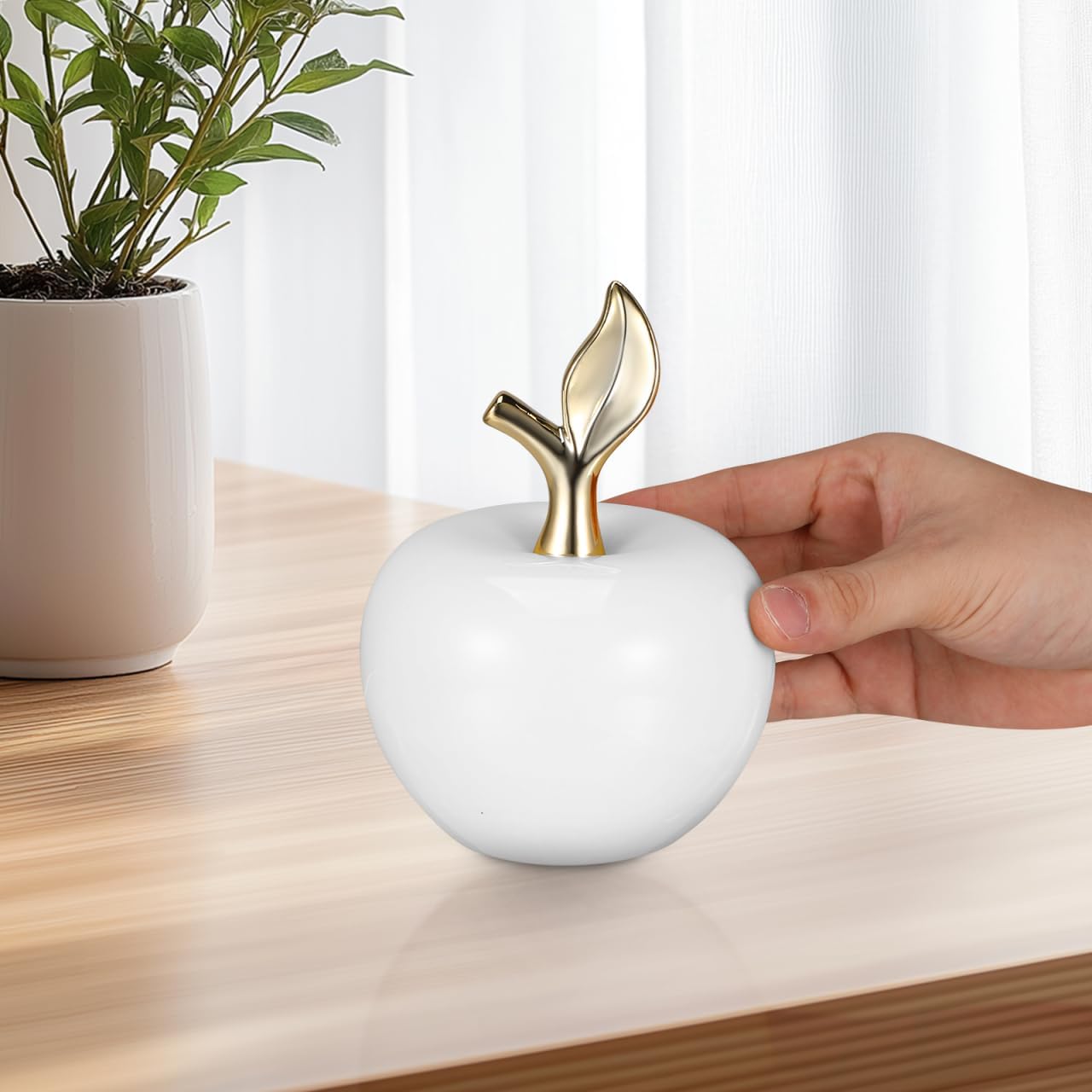 Ceramic Apple Figurine Decorative Miniature Ornament for Home