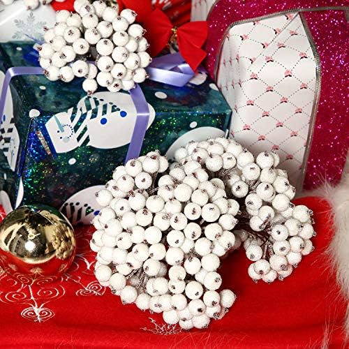 Tatuo 400 Piece Artificial Frosted Holly Berries Fall Decor