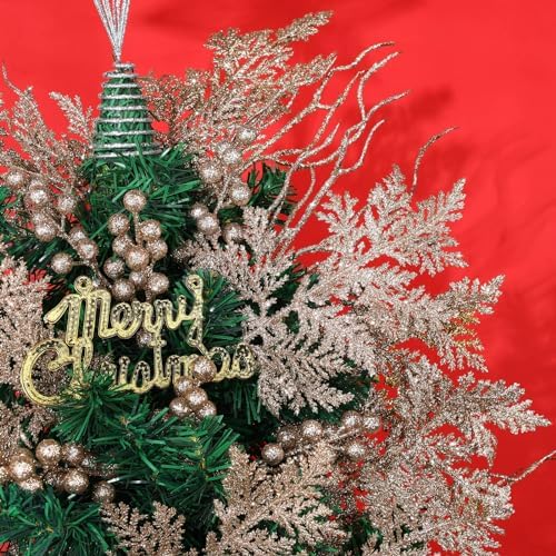 75 Pcs Champagne Gold Christmas Glitter Branches