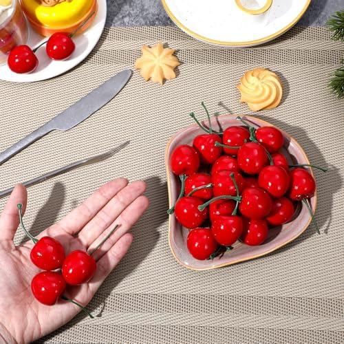 60Pcs Realistic Artificial Cherry Decorations