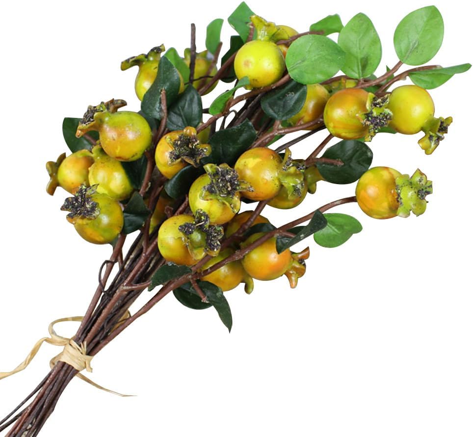 Group of 6 Artificial Pomegranate Branches for Vase Decor