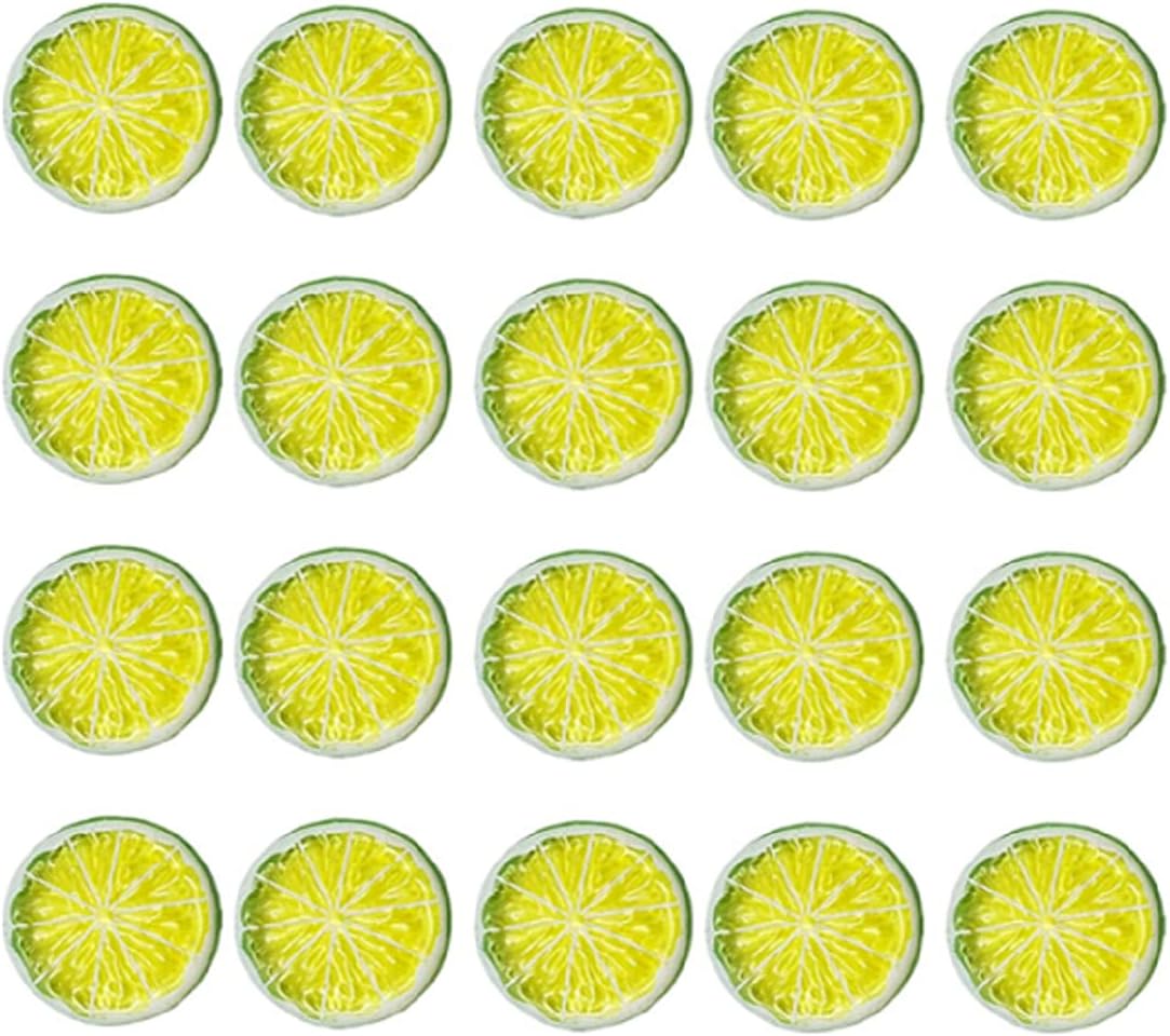 Mini Simulation Green Lemon Slices Artificial Fruit Set 20 Pcs