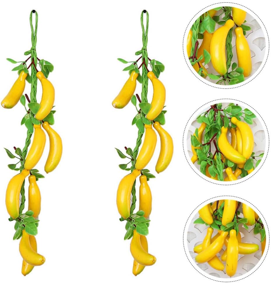 Veemoon Small Artificial Banana Hanging Decor 2pcs